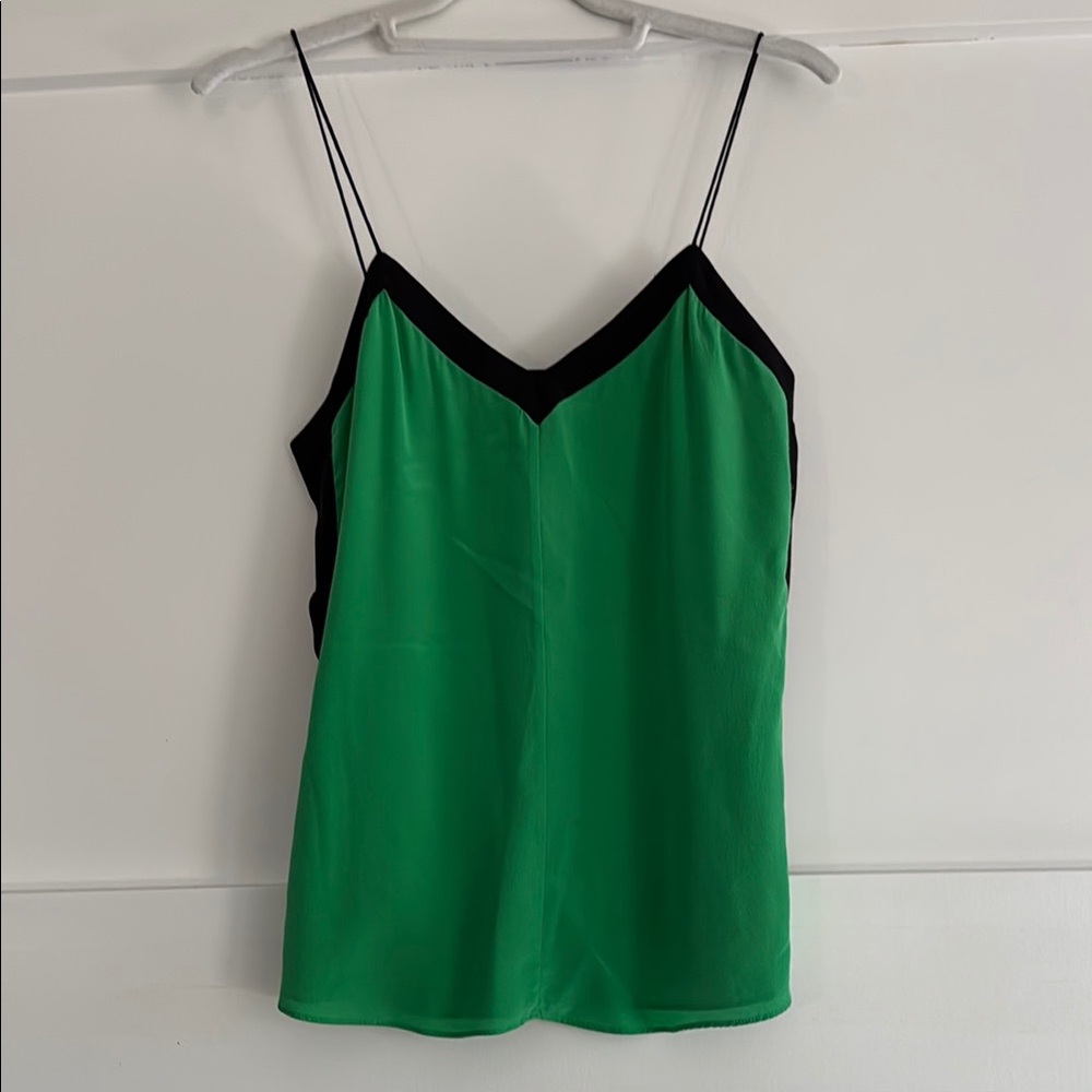 Tibi Green and Black Fitted Camisole Top